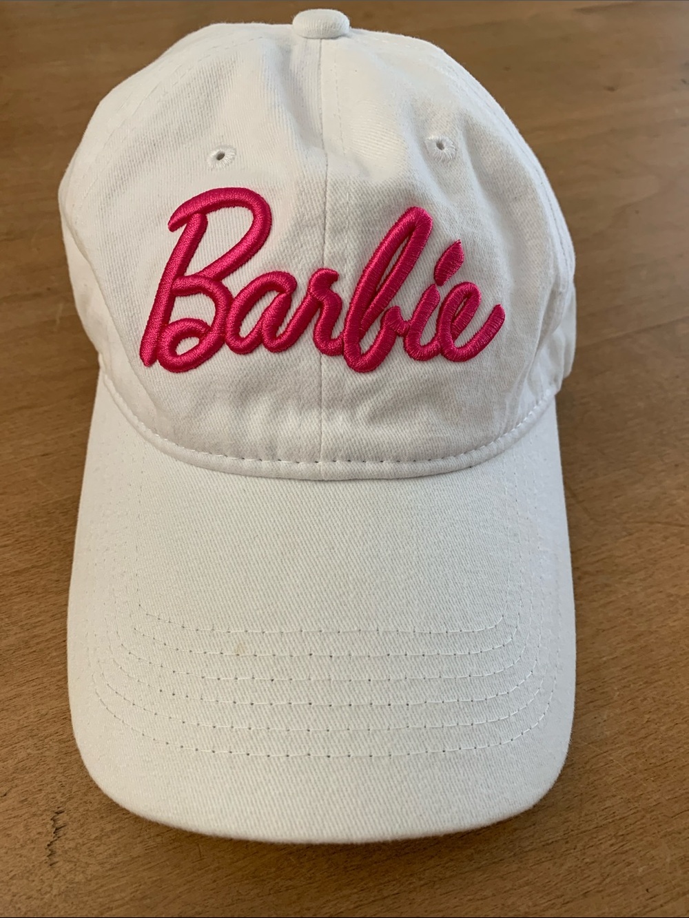 Barbie Baseball Hat Trucker White with Pink Embroidery Adult Size